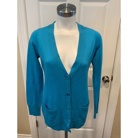Vince Teal Blue 100% Wool Button-Up Cardigan, Size M - Picture 1 of 5